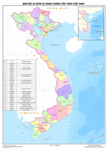 Bản đồ 34 tỉnh, thành mới của Việt Nam vừa được Quốc hội thông qua